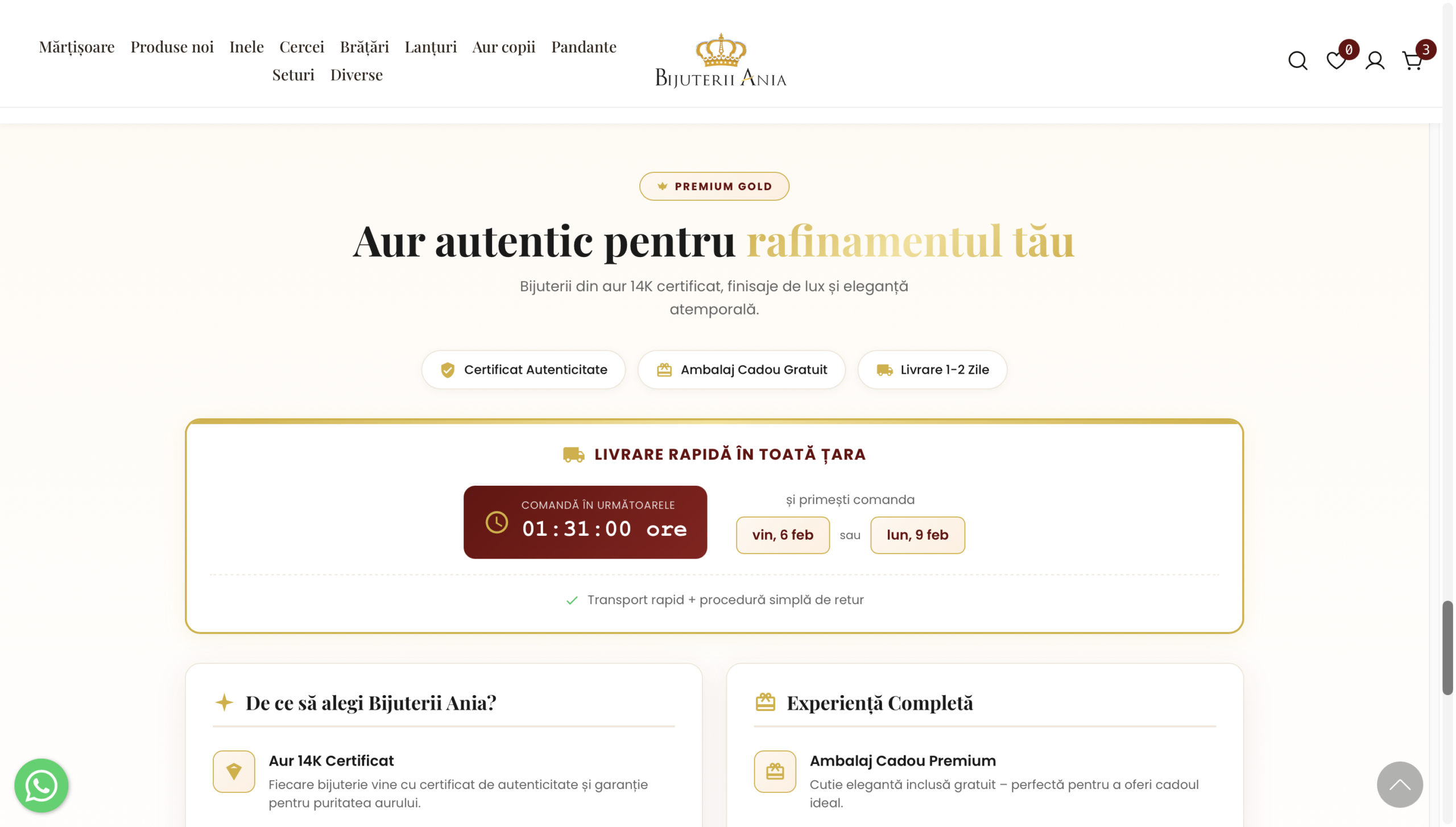 Secțiune brand Bijuterii Ania