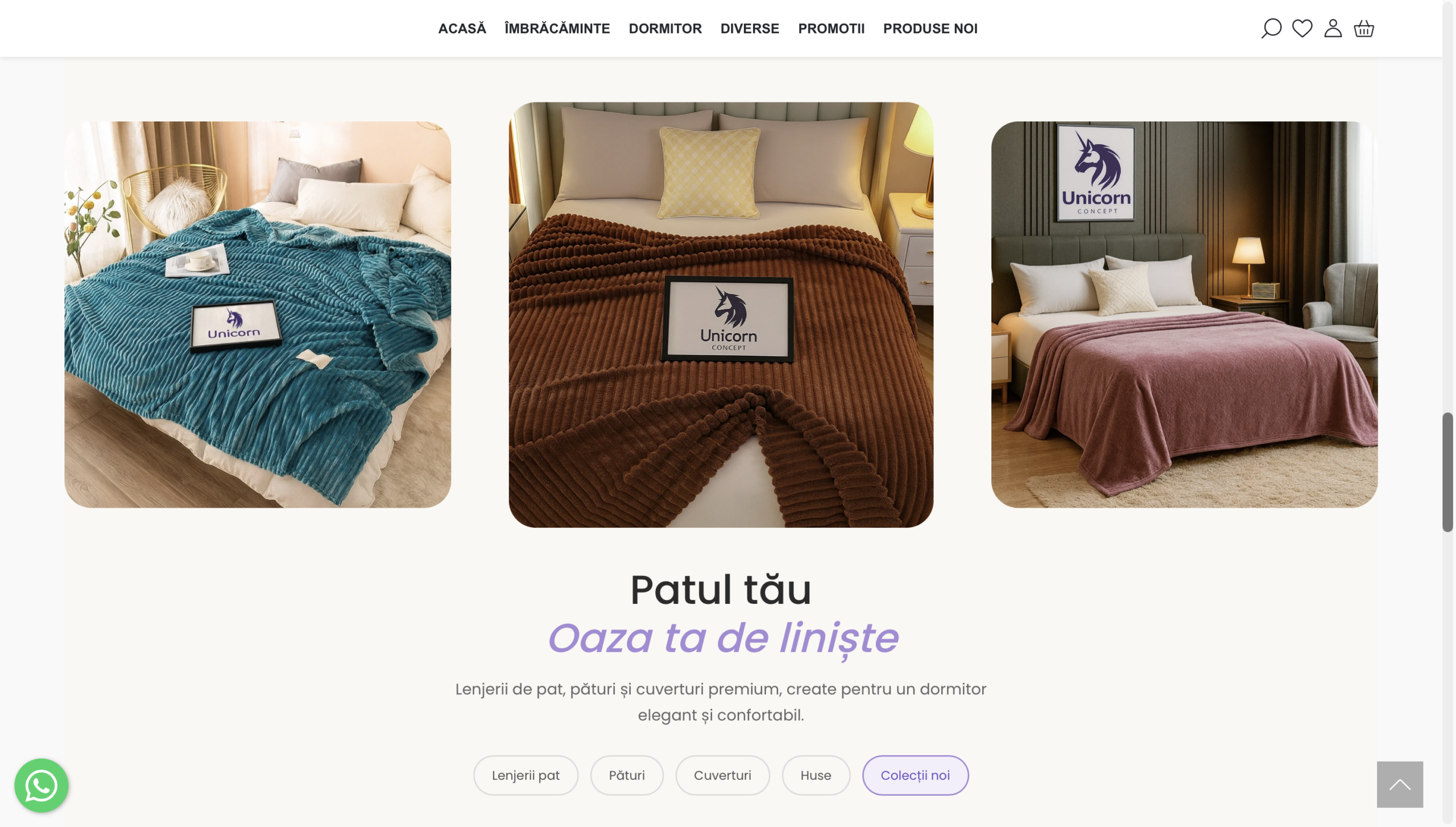 Secțiune custom Unicorn Concept MerchantPro