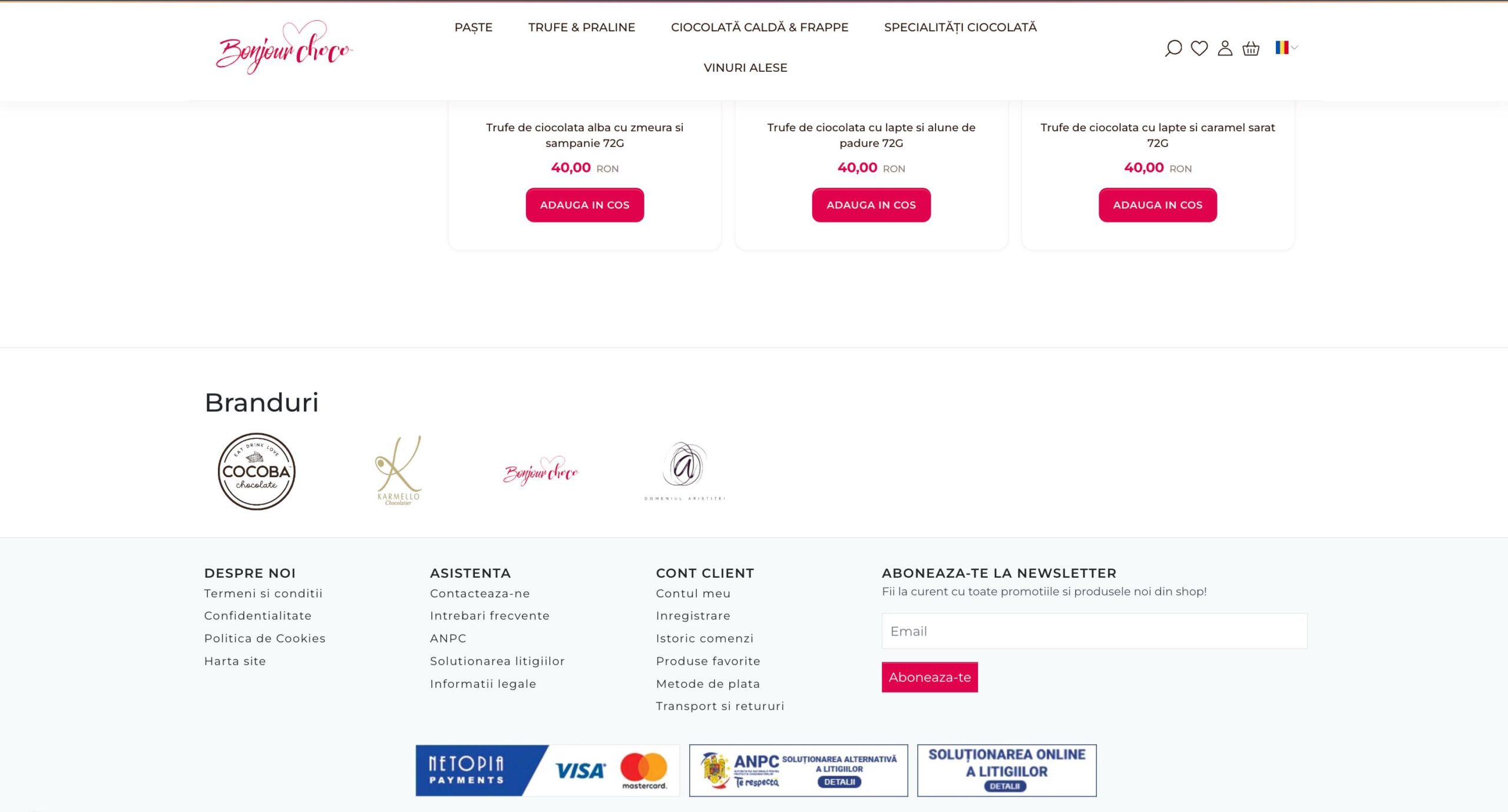 Bonjour Choco footer redesenat MerchantPro