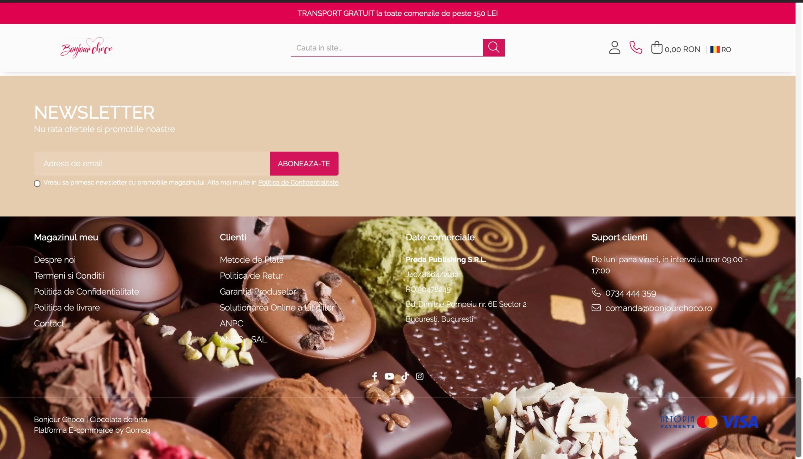 Bonjour Choco footer vechi GoMag