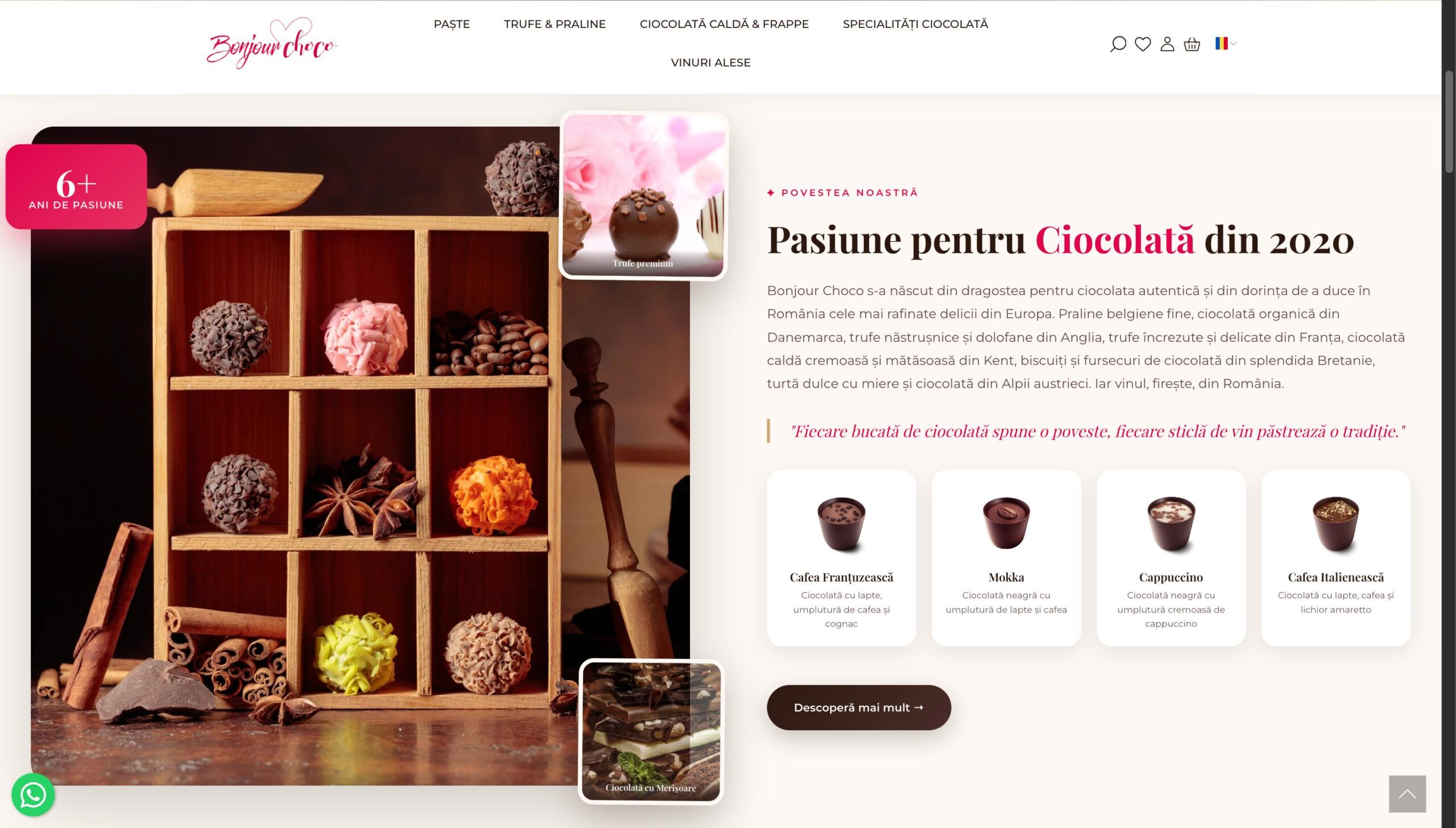 Bonjour Choco homepage nouă MerchantPro