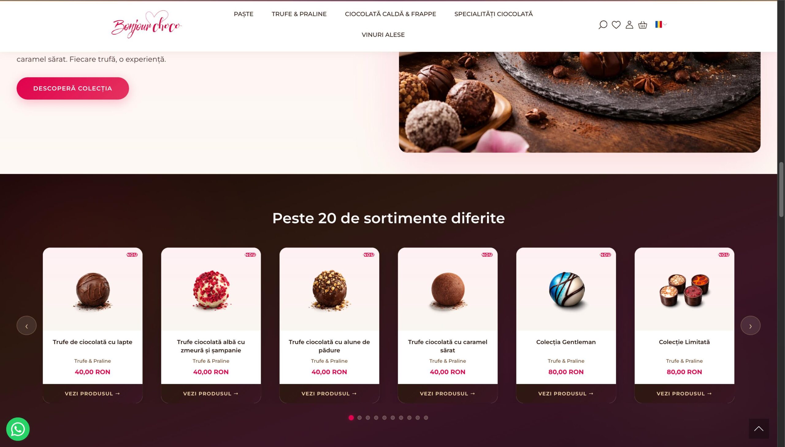 Bonjour Choco secțiune nouă trufe și praline premium