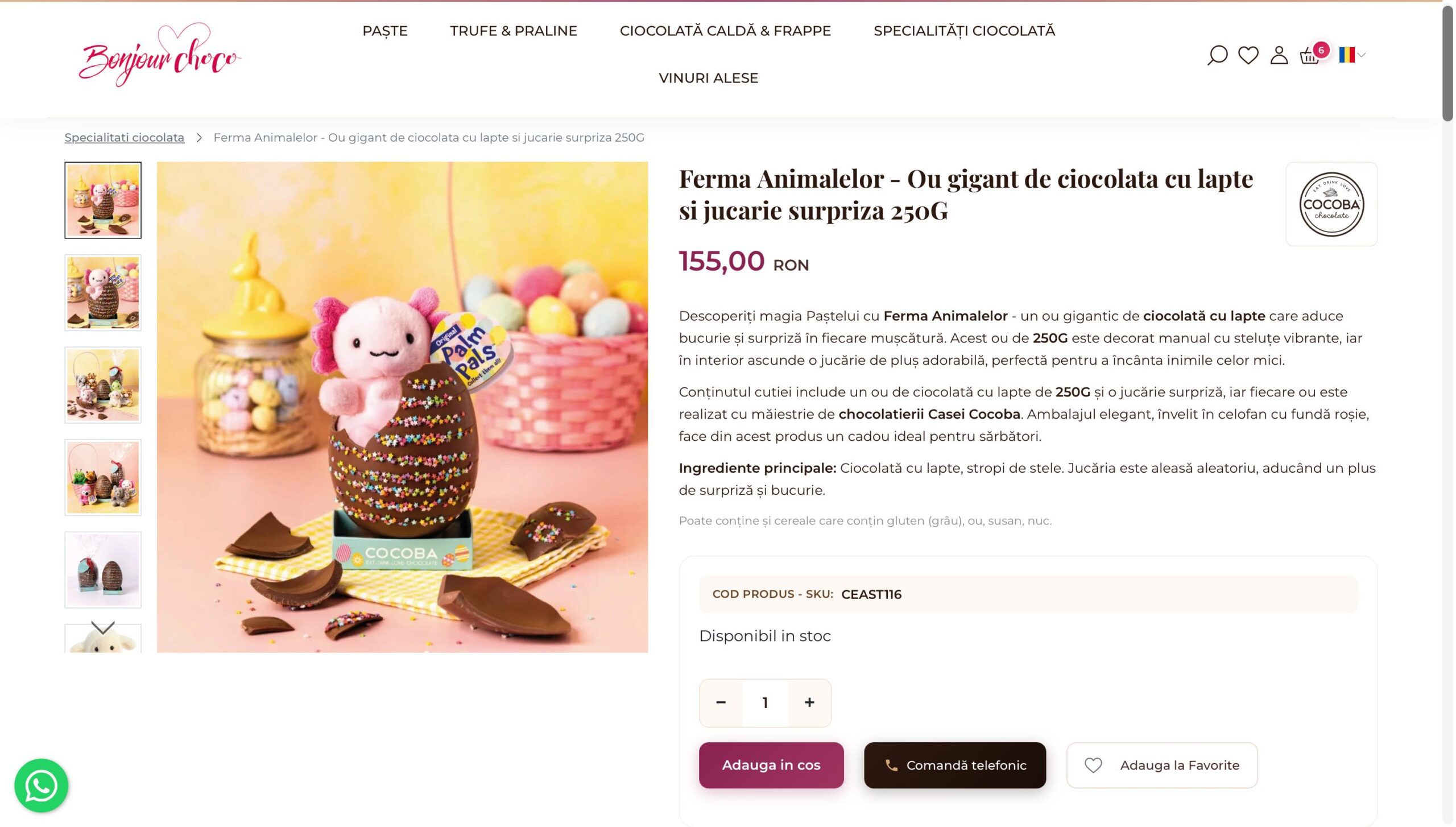 Bonjour Choco pagină produs redesenată MerchantPro