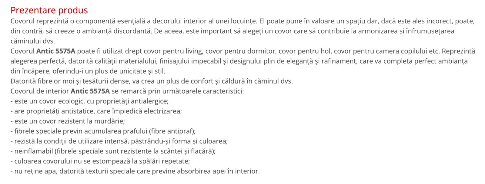 Ronashome descriere produs plain text neformatat
