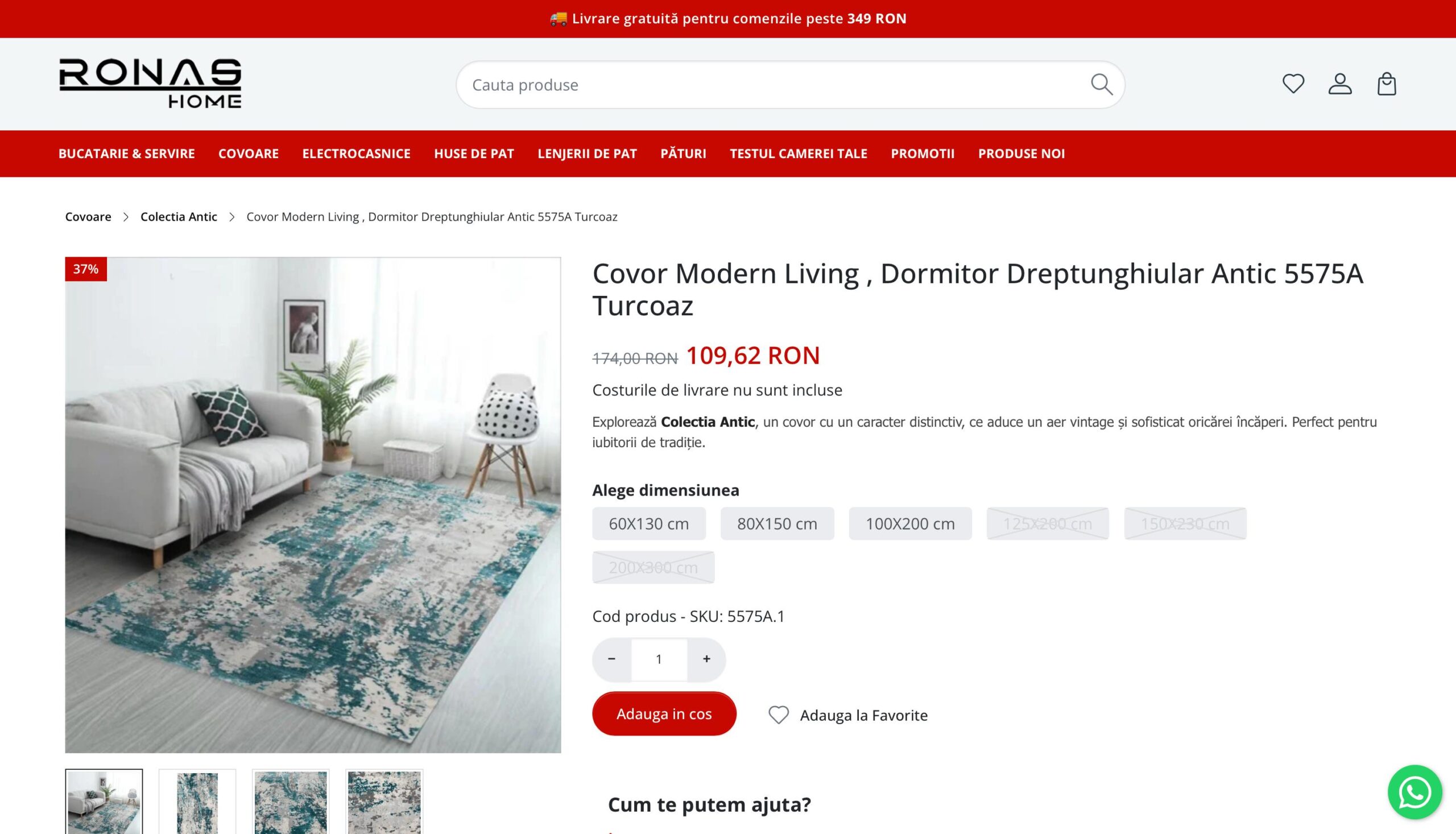 Ronashome pagină produs redesenată MerchantPro