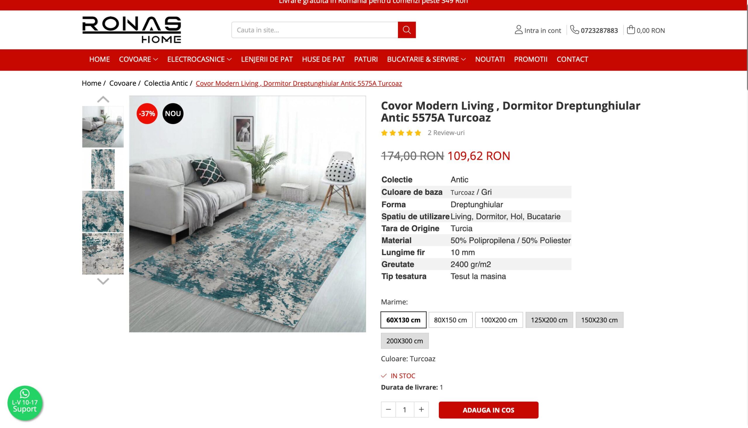 Ronashome pagină produs veche GoMag fără atribute